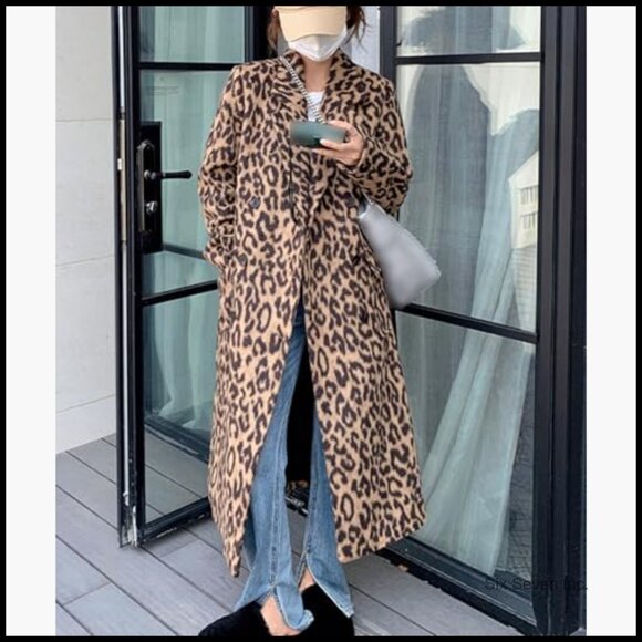 Women's Wool Blend Long Pea Coat Trench Coat Double Breasted Notched Lapel - Picture 3 of 6